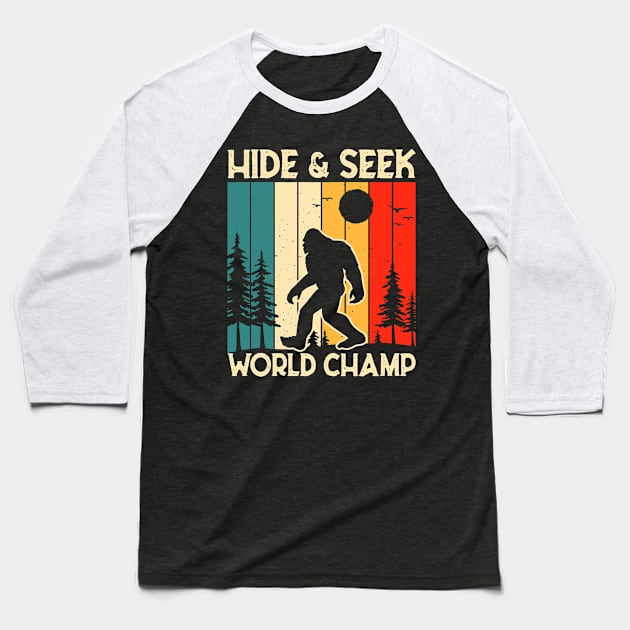 Vintage retro bigfoot hide & seek world champion Baseball T-Shirt by Dylante